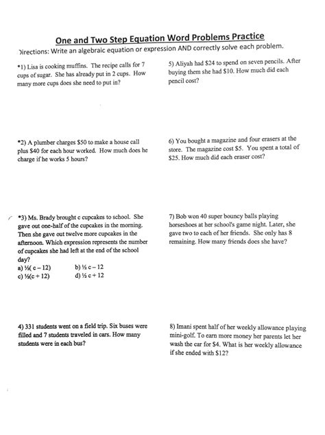If You Experience Display <b>Problems</b> with Your Math Worksheet. . Practice multi step equations and word problems answer key pdf